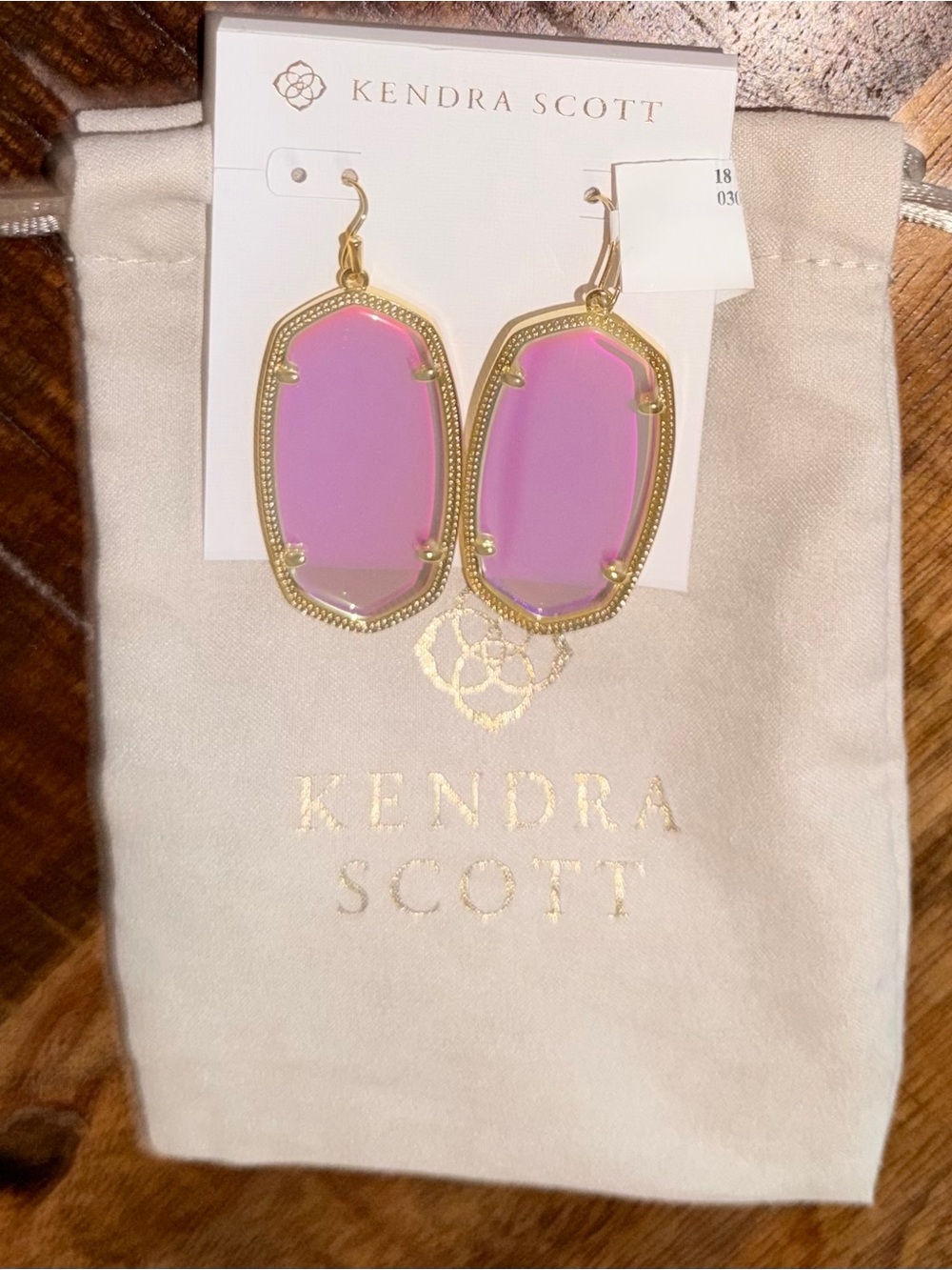 Kendra Scott Danielle Gold Dangle Dichroic Glass Stone Earrings NWT